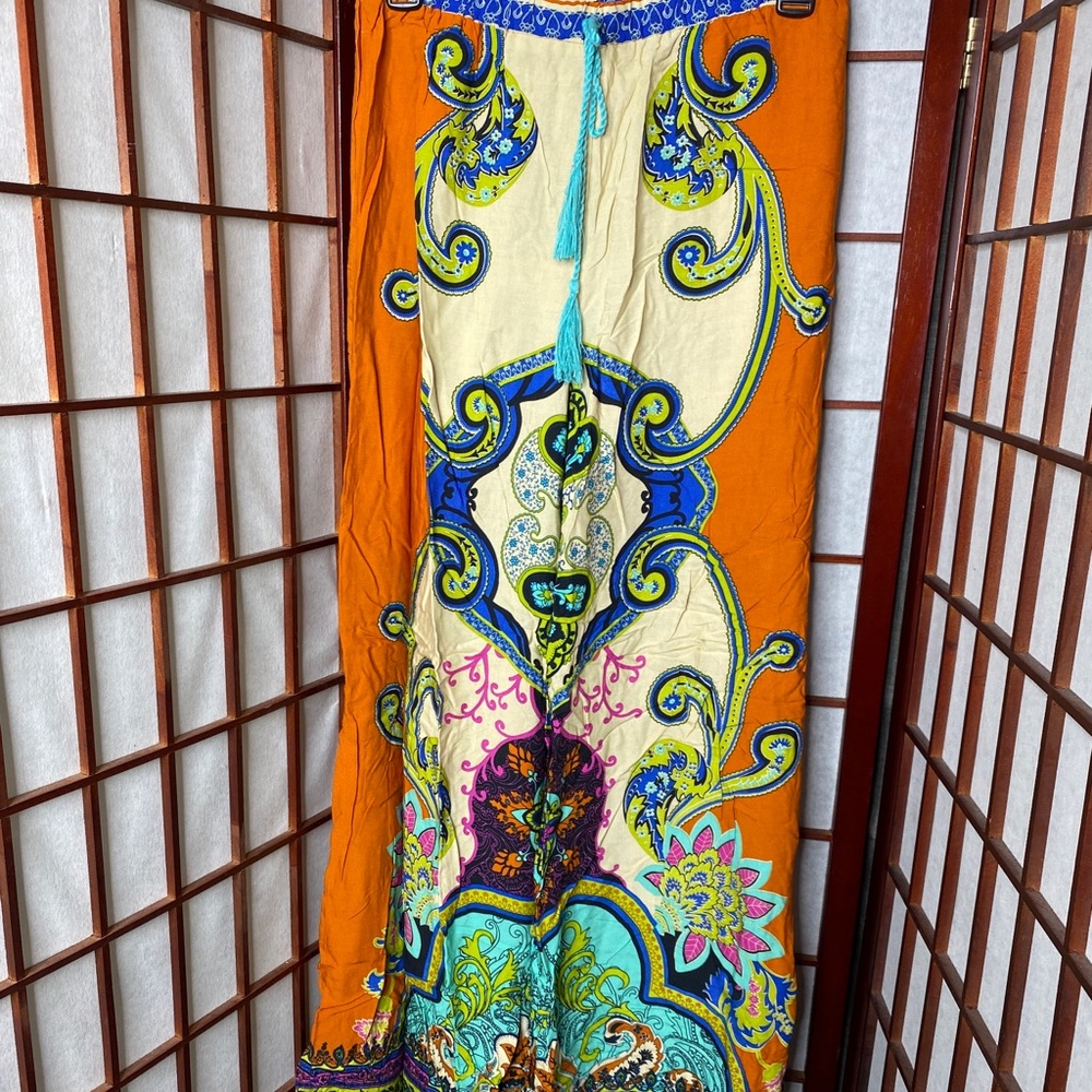 Flying tomato orange multi boho wide leg pant